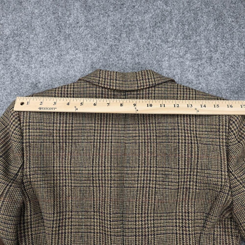 Lauren Ralph Lauren Blazer Womens 4P Brown Plaid Wool Alpaca Tweed Elbow Patch - Picture 9 of 16